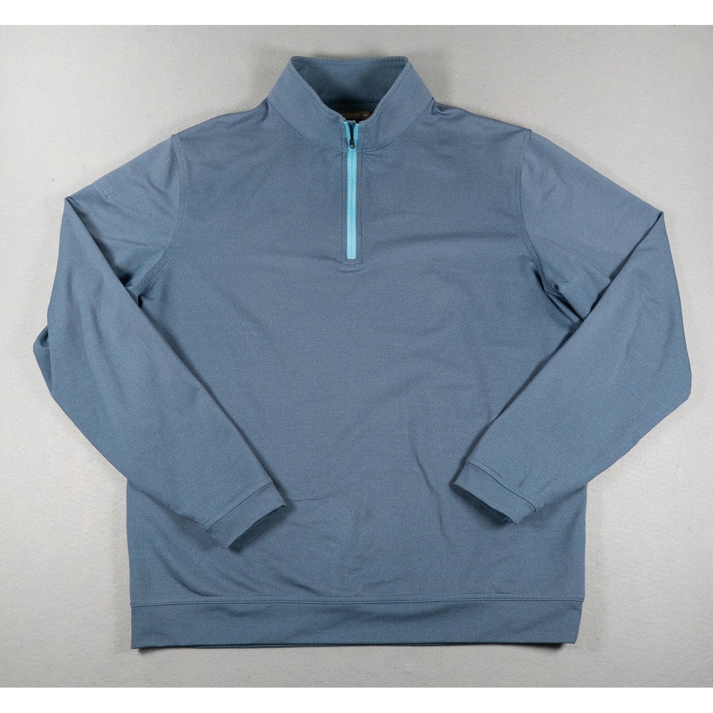 Peter Millar Mens Crown Sport Quarter Zip Pullover Blue MS18EK40B Size L Golf